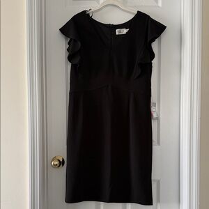 Eliza J Black Midi Dress with Ruffle Detail